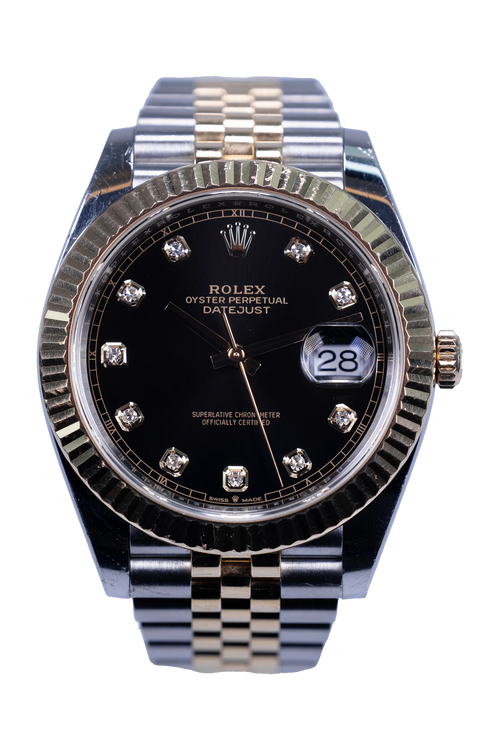 Rolex Datejust 41 Ref. 126333 — schwarzes Zifferblatt, Gehäuse in Stahl und Gelbgold