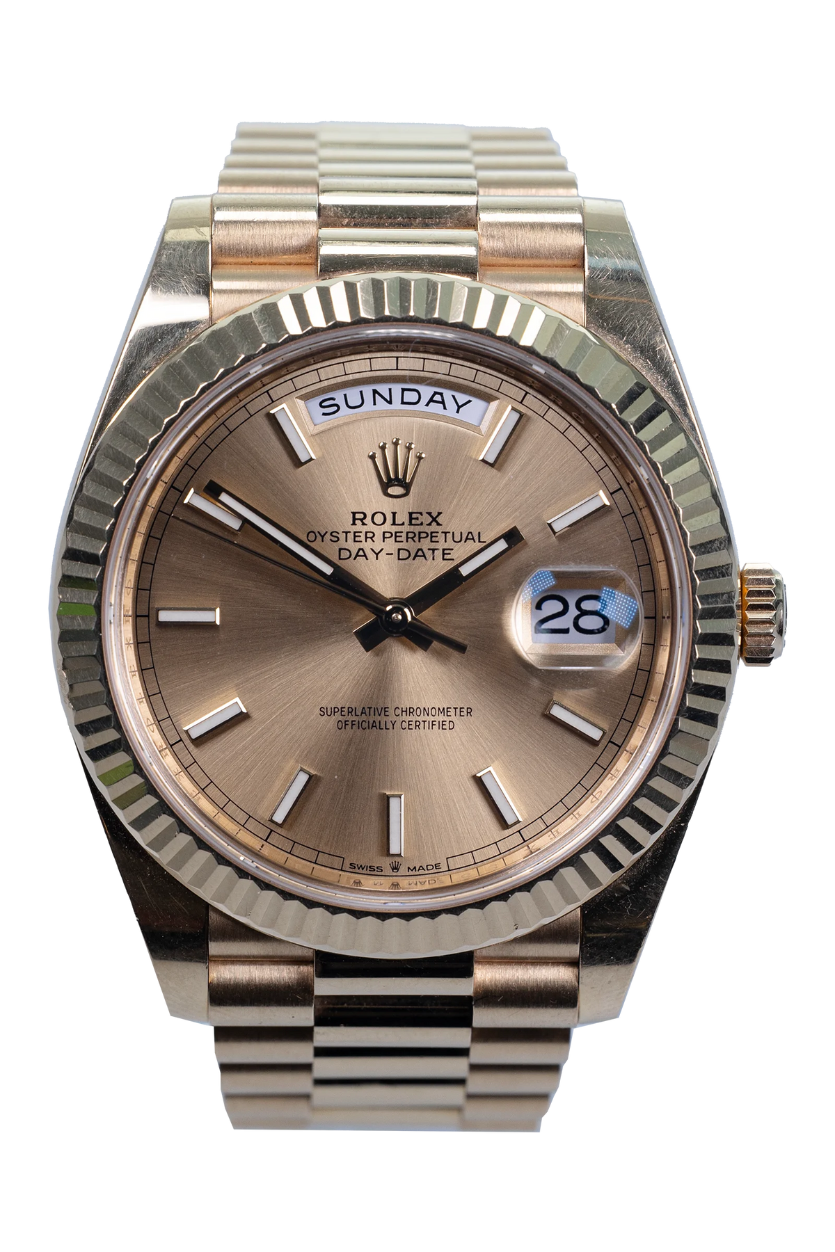 Rolex Day-Date 40 Ref. 228238 — champagnerfarbenes Zifferblatt, Gelbgold, President-Band (1 / 4)
