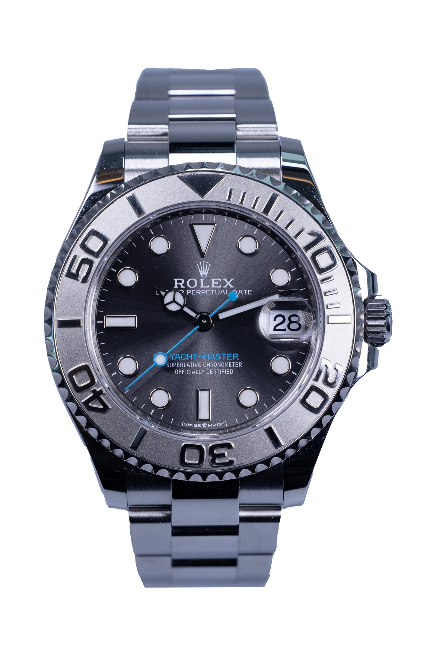 Rolex Yacht-Master 37 Ref. 268622 — graues Zifferblatt, Stahlgehäuse und Stahlband