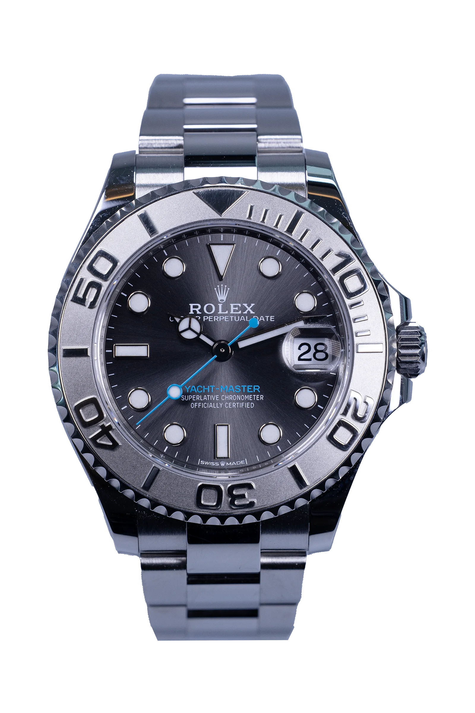 Rolex Yacht-Master 37 Ref. 268622 — graues Zifferblatt, Stahlgehäuse und Stahlband
