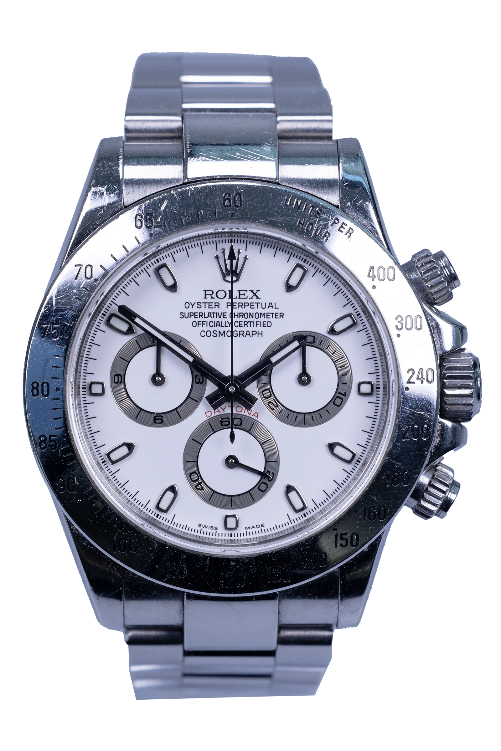 Rolex Daytona 116520 Stahl mit weißem Zifferblatt — Pre-owned, Baujahr 2008