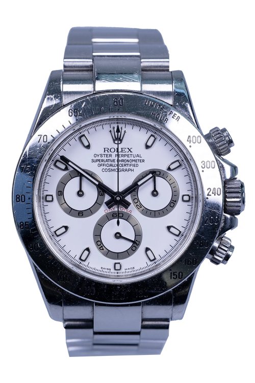 Rolex Daytona 116520 Stahl mit weißem Zifferblatt — Pre-owned, Baujahr 2008