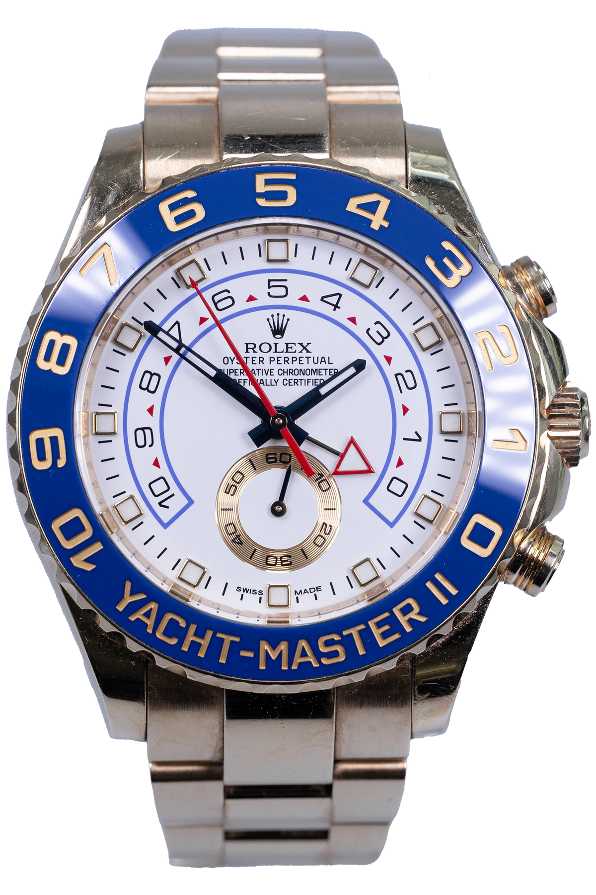 Rolex Yacht-Master II 116688 — weißes Zifferblatt, Gelbgoldgehäuse, Stahlband (1 / 4)