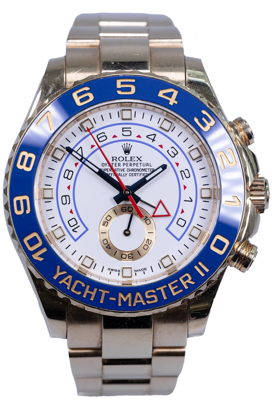 Rolex Yacht-Master II 116688 — weißes Zifferblatt, Gelbgoldgehäuse, Stahlband Rolex Yacht-Master 2 Ref. 116688
