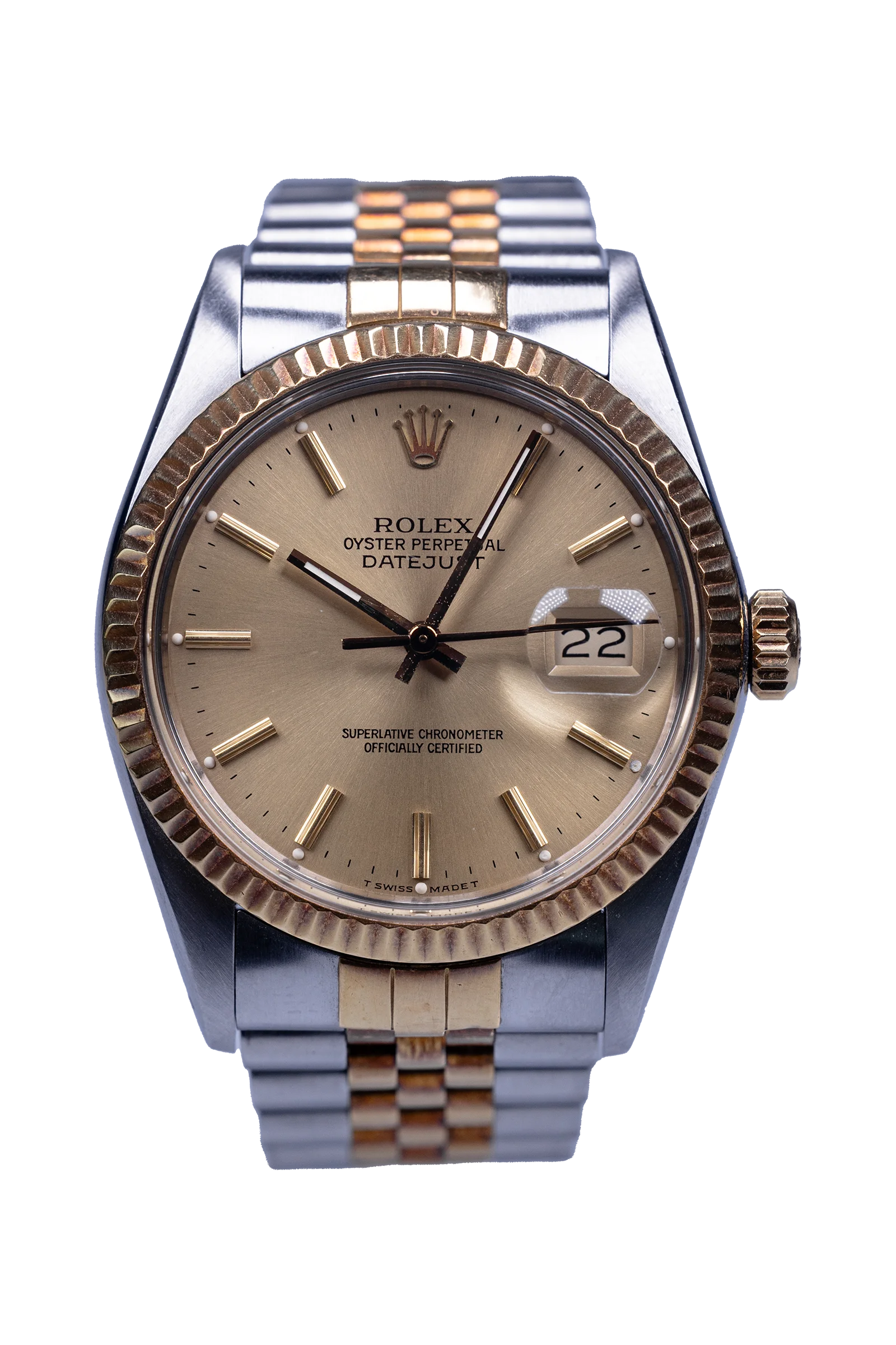Rolex Datejust 16013 Stahl/Gelbgold mit champagnerfarbenem Zifferblatt, Baujahr 1987
