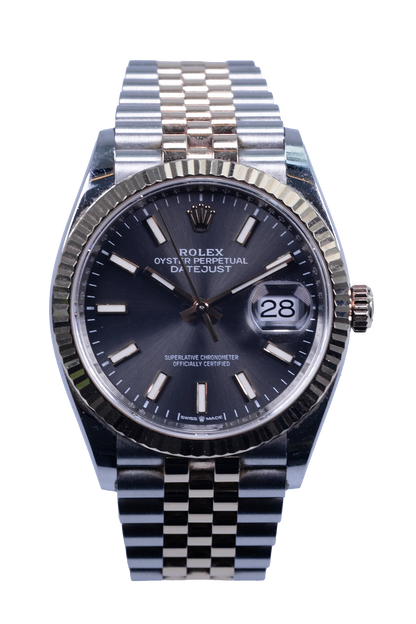Rolex Datejust 126231 — graues Zifferblatt, Gehäuse und Band in Stahl und Roségold Rolex Datejust Ref. 126231