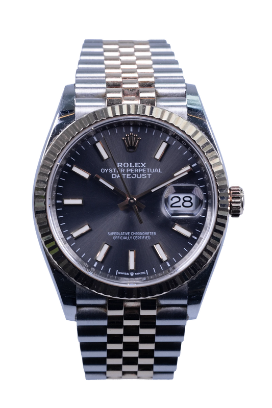 Rolex Datejust 126231 — graues Zifferblatt, Gehäuse und Band in Stahl und Roségold Rolex Datejust Ref. 126231