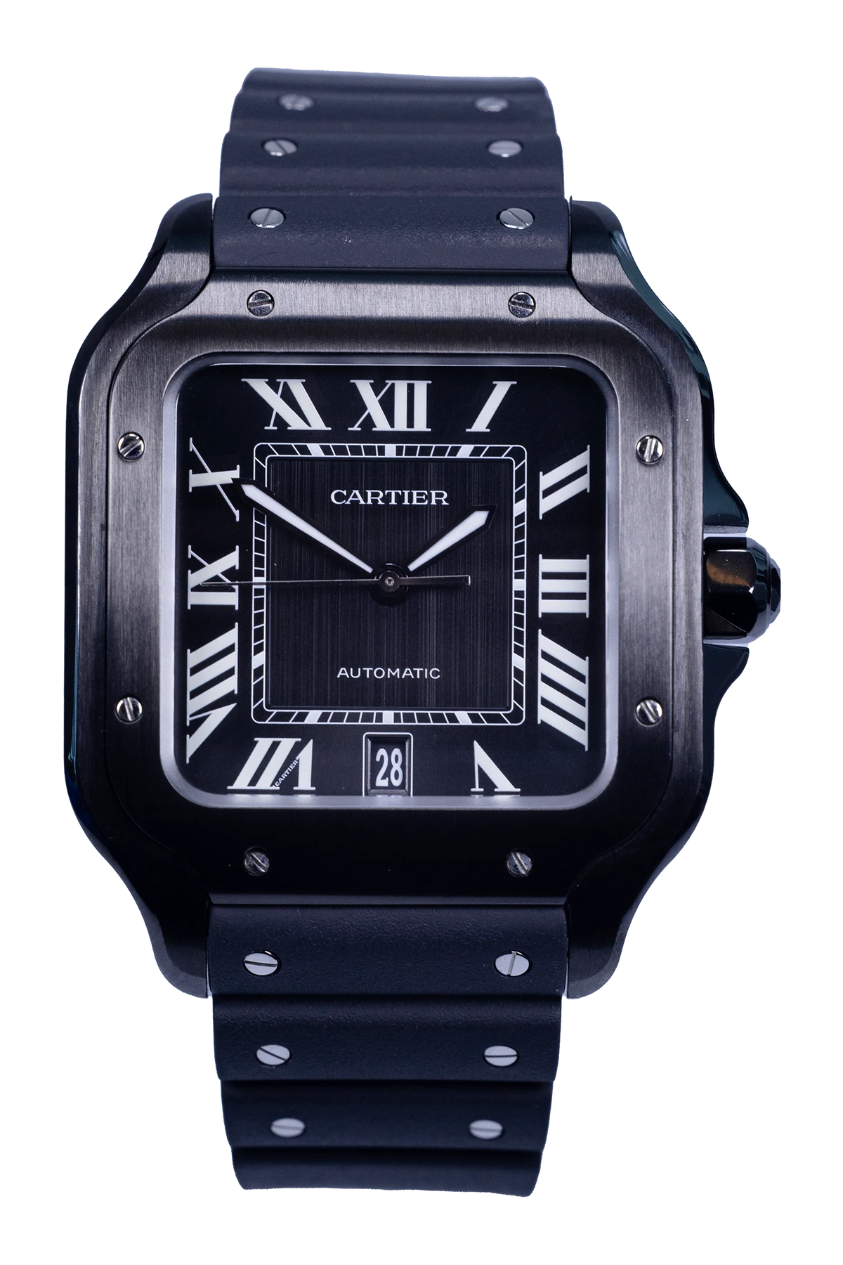 Cartier Santos de Cartier WSSA0039 — schwarzes Zifferblatt, Stahlgehäuse, Kautschukband (1 / 4)