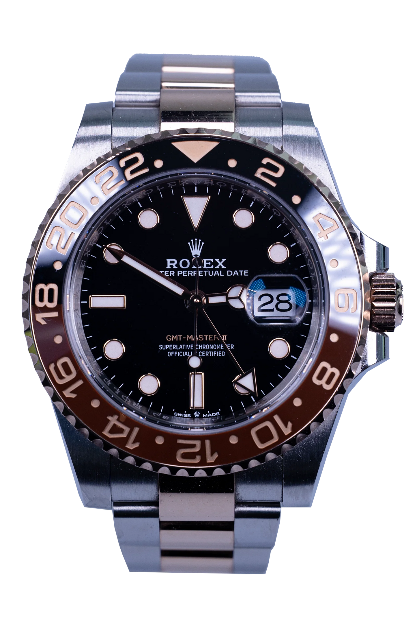 Rolex GMT-Master II 126711CHNR — schwarzes Zifferblatt, Stahl und Roségold, Root Beer Lünette