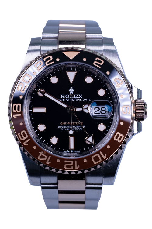 Rolex GMT-Master II 126711CHNR — schwarzes Zifferblatt, Stahl und Roségold, Root Beer Lünette